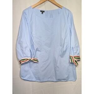 Talbot's Women's Grosgrain Rainbow Tie Sleeve Blouse Sz‎ 1X Lightweight Side Zip